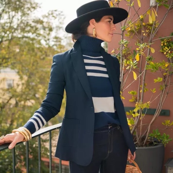 J. McLaughlin Benji Single-Breasted Amelia Cloth Blazer in Winter Navy $398 Sz 4 - Picture 14 of 14